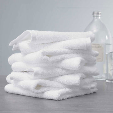 100% Cotton Antibacterial 450 GSM Face Towel white 30x30cm (Pack of 10)