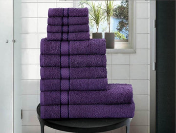 Luxury 10 PIECES TOWEL BALE SET 100% COTTON FACE HAND BATH TOWELS FOR BATHROOM