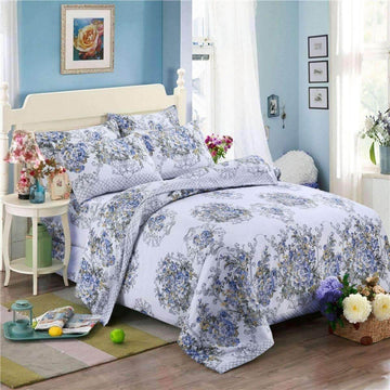 100% Cotton Printed Bright Floral Duvet Cover Set With Pillowcases