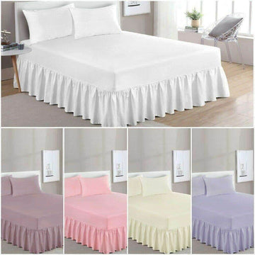 100% Egyptian Cotton Extra Deep Plain Dyed Deep Frilled Fitted Valance Sheets