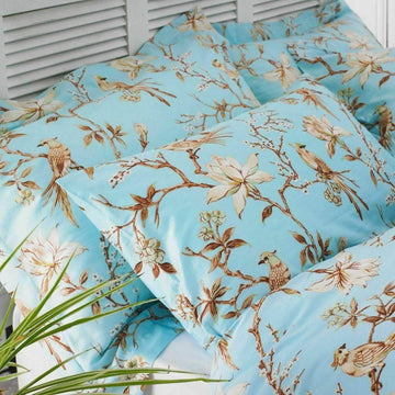 100% Egyptian Cotton Floral Bird Duvet Cover Quilt Bedding Set With Pillowcase