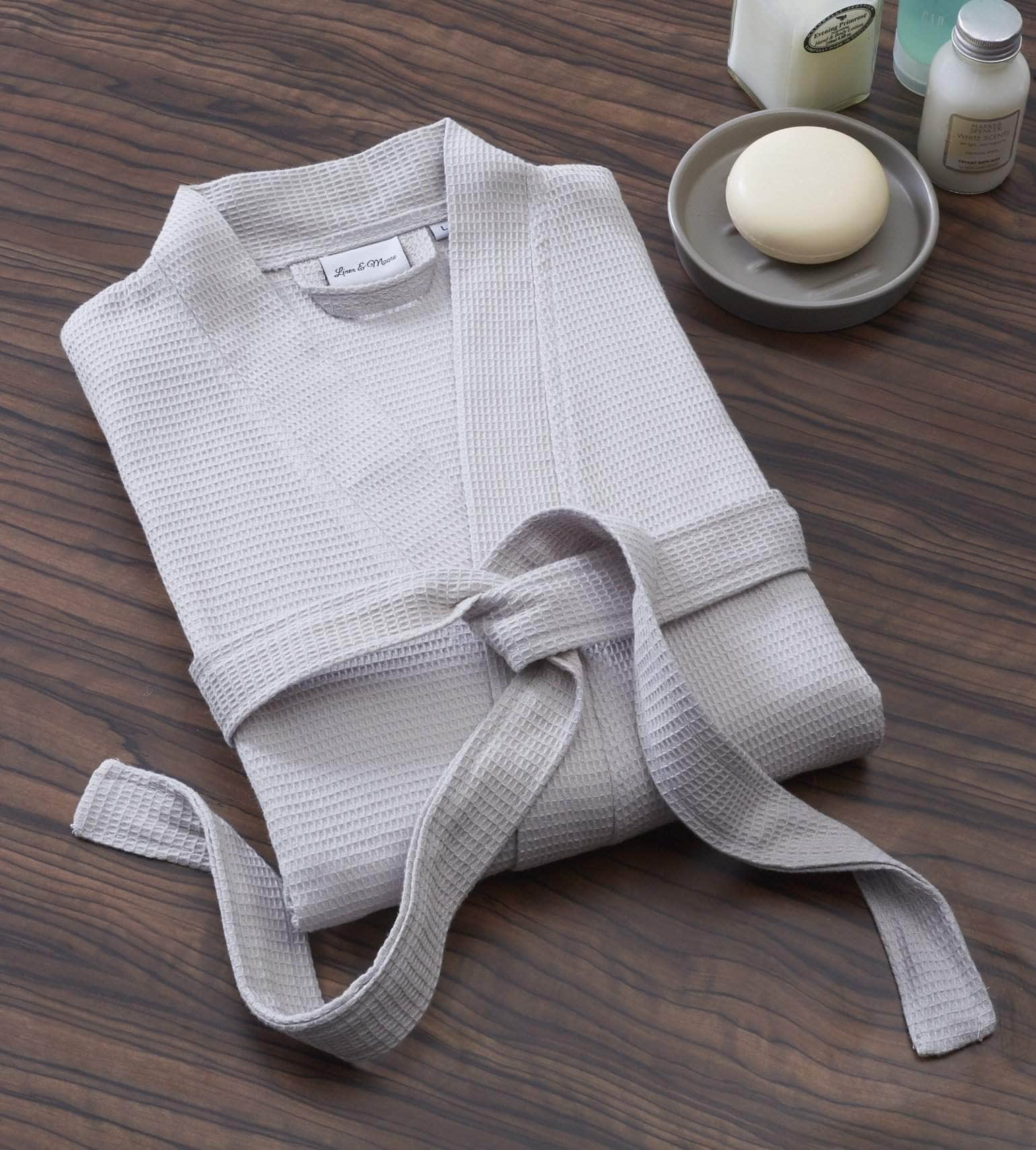 Unisex cotton waffle dressing gown for home and spa use