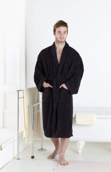 Luxury 100% Egyptian cotton Unisex Bath Robe Shawl Collar Dressing Gown