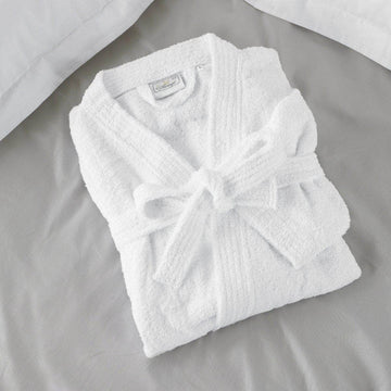 Luxury White Kimono Style Robe 100% Cotton Terry Velour Bathrobes