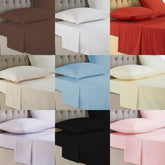 Plain 100% Egyptian Cotton 200 TC Flat Bed Sheets Luxury Single Double King Sizes Bed and Bath Linen
