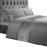 Silver Crushed Velvet Panel Duvet Cover set