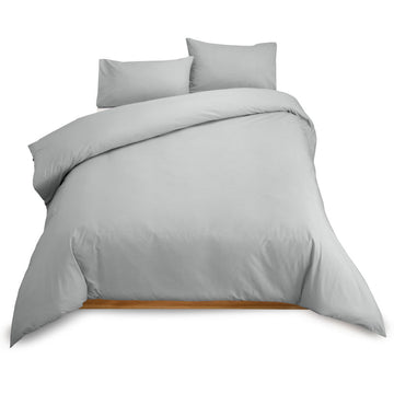 Non Iron, Plain Dye Silver Duvet Cover Set