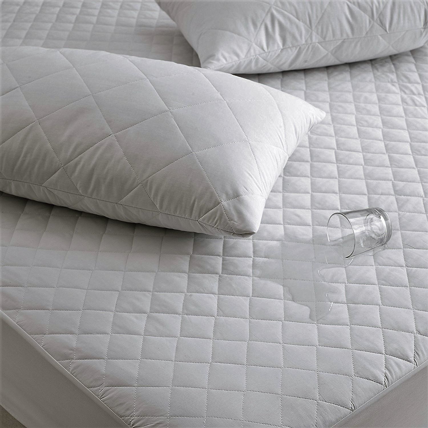 Quilted 100% Cotton Hypoallergenic Waterproof Mattress Protector - Deep Fit 40cm Box