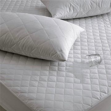 Quilted 100% Cotton Hypoallergenic Waterproof Mattress Protector - Deep Fit 40cm Box