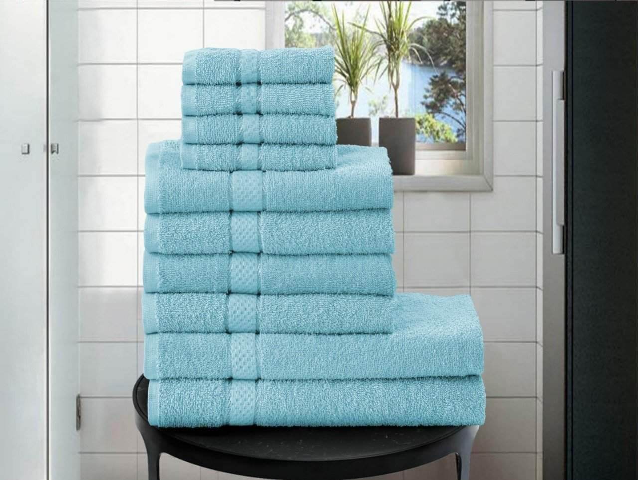 Luxury Soft 10 Piece 100% Cotton Towel Bale Set Face Hand Bath Bathroom  Towels