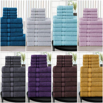 Luxury 10 PIECES TOWEL BALE SET 100% COTTON FACE HAND BATH TOWELS FOR BATHROOM