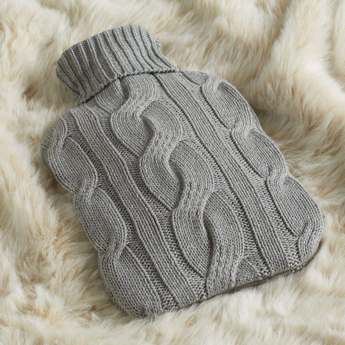 100% Cotton Cable Knitted Hot Water Bottle Cover for Pain Relief Ease Aches Cold Hot Therapy Bed and Bath Linen