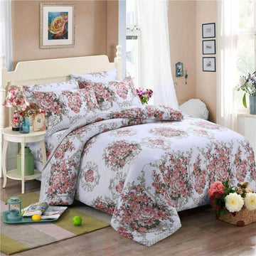 100% Cotton Printed Bright Floral Duvet Cover Set With Pillowcases