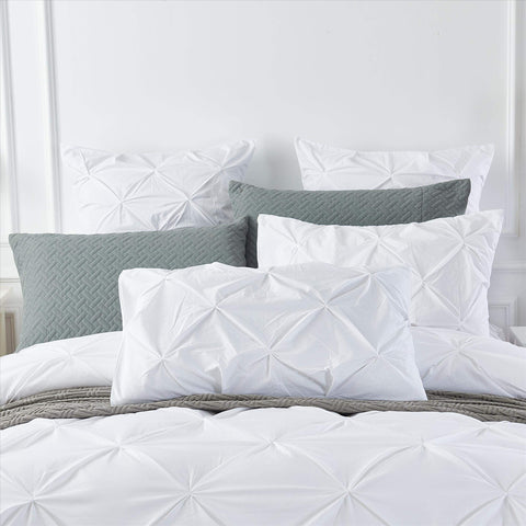 100% Microfiber Pinch Pleated Diamond Pintuck Duvet Cover Set Quilt Bedding With Pillowcases Bed and Bath Linen