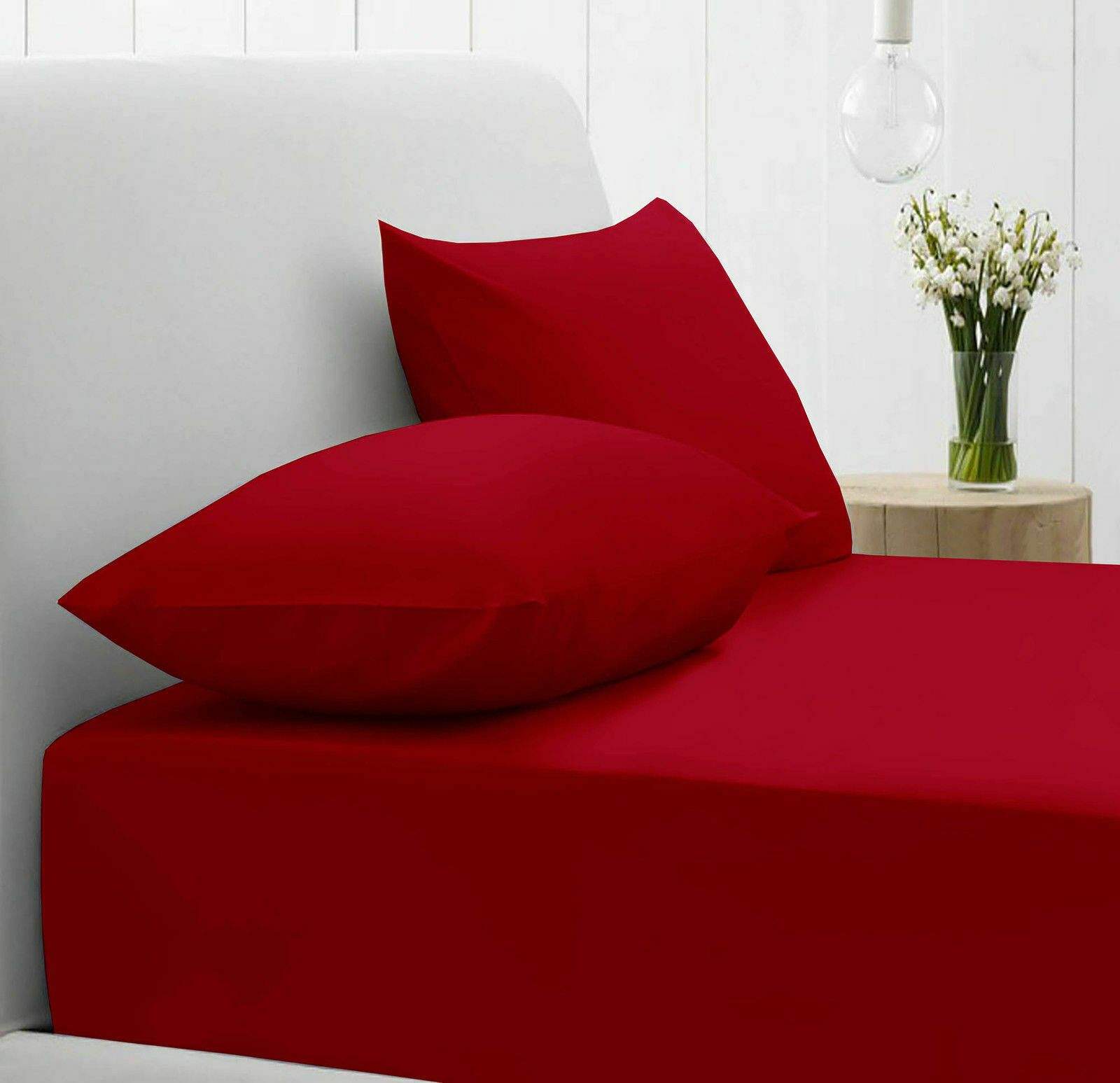 4x Red TC180 Pillowcases 2x Housewife and 2x Oxford Pillow case Set Bed and Bath Linen