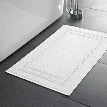 750 GSM 100% Cotton Spa & Bathroom Non Slip Bath Mat Greek Design (50x75) Bed and Bath Linen