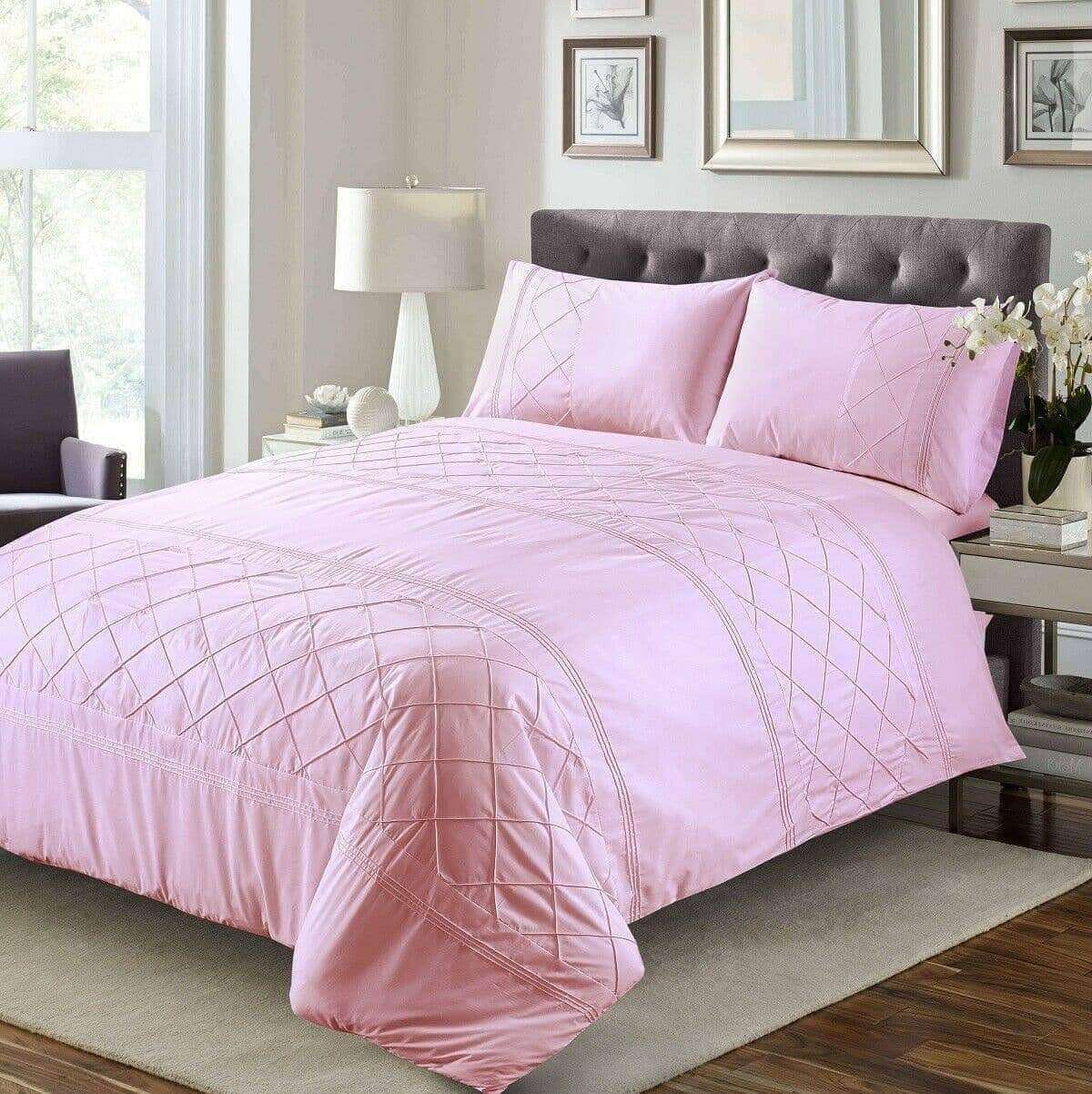 Belmount Pintuck Duvet Cover Set 100% Egyptian Cotton bedandbathLinens