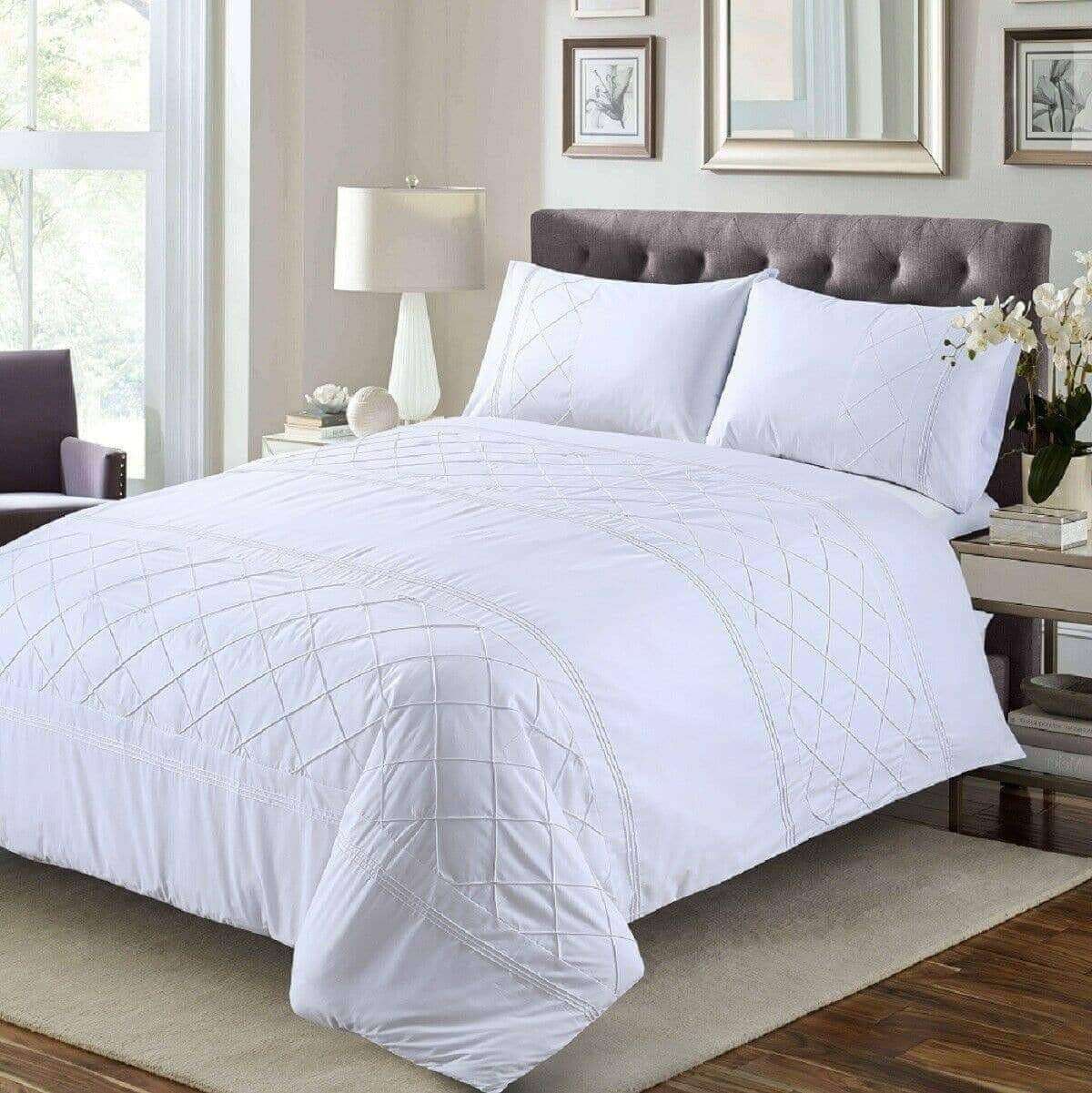 Belmount Pintuck Duvet Cover Set 100% Egyptian Cotton bedandbathLinens