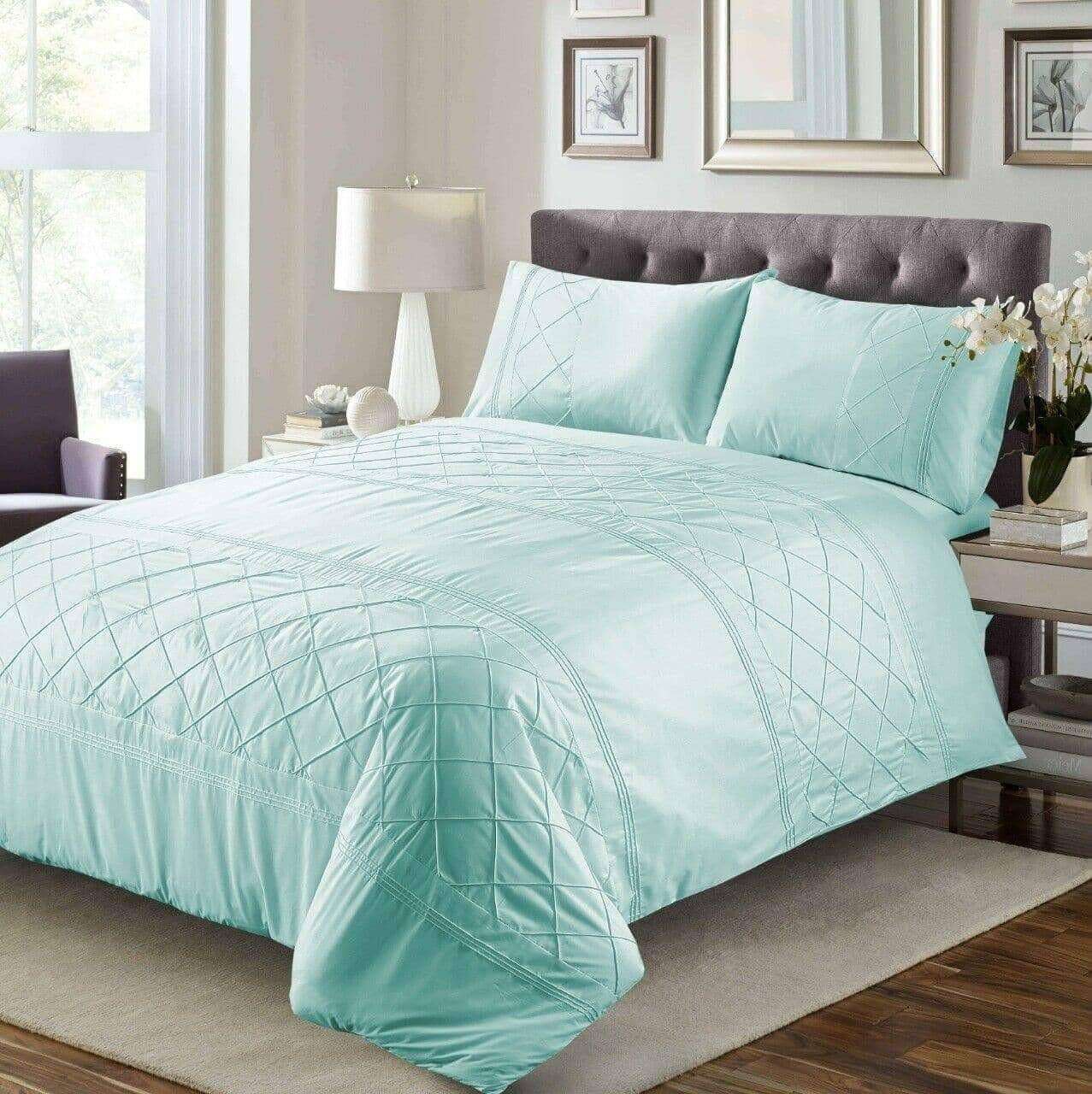 Belmount Pintuck Duvet Cover Set 100% Egyptian Cotton bedandbathLinens