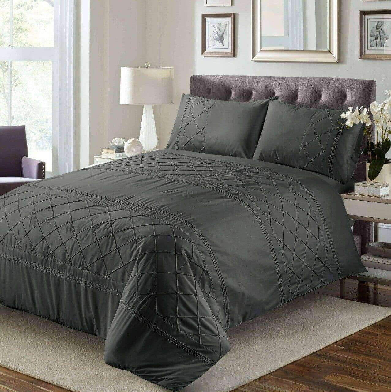 Belmount Pintuck Duvet Cover Set 100% Egyptian Cotton bedandbathLinens