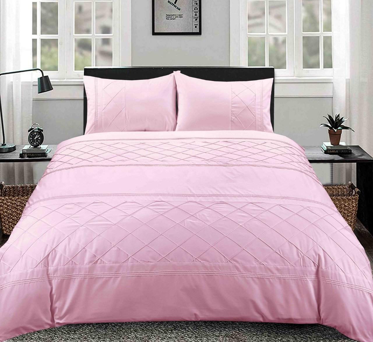 Belmount Pintuck Duvet Cover Set 100% Egyptian Cotton bedandbathLinens