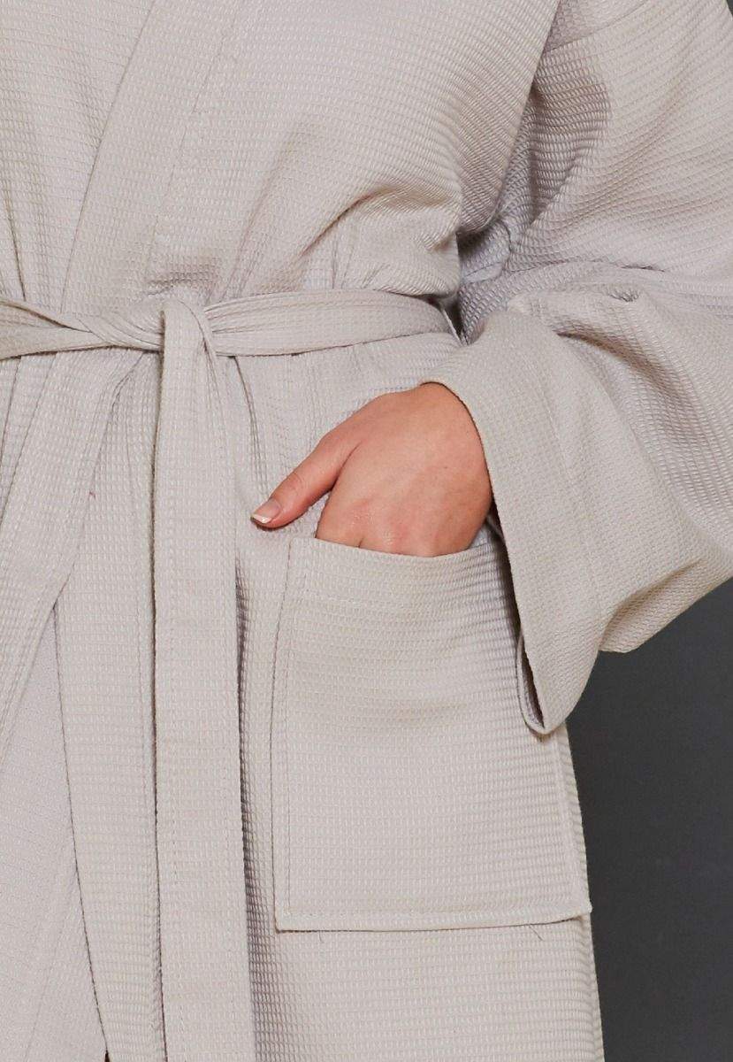 100% Combed Cotton Womens Waffle Dressing Gown, Kimono Style Bed and Bath Linen 100% Combed Cotton Womens Waffle Dressing Gown, Kimono Style Bed and Bath Linen