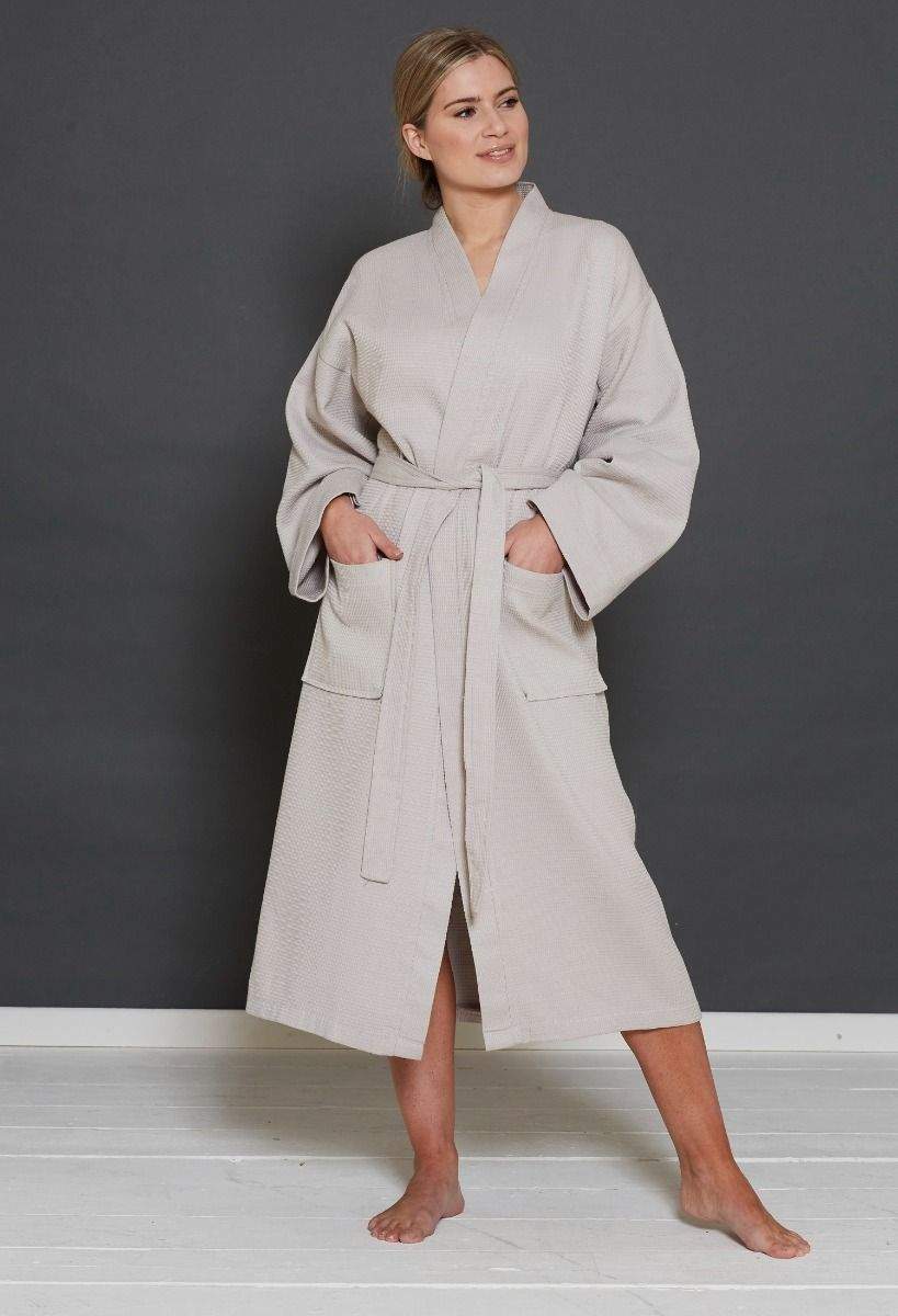 100% Combed Cotton Womens Waffle Dressing Gown, Kimono Style 100% Combed Cotton Womens Waffle Dressing Gown, Kimono Style