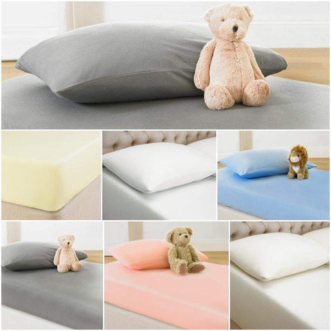 Kids 100% Cotton Jersey Fabric Fitted Sheet & Pillowcases Bed and Bath Linen