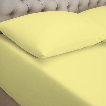 LEMON 100% COTTON JERSEY KNITTED FITTED SHEETS SINGLE SMALL DOUBLE KING