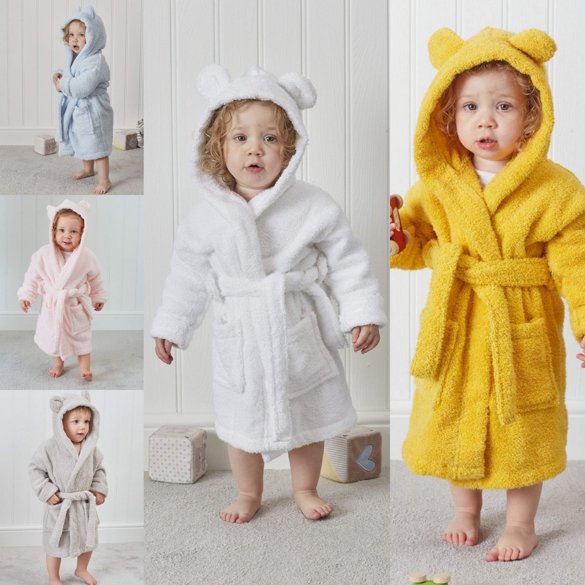 LUXURIOUS ZERO TWIST COTTON KIDS BATHROBE WITH EARS Bed and Bath Linen