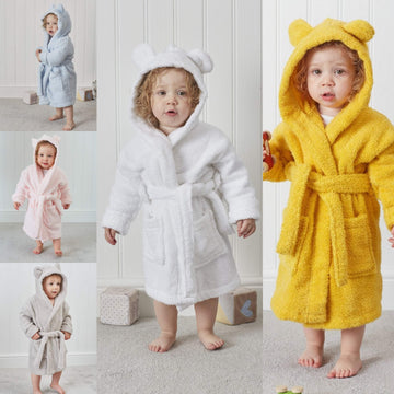 LUXURIOUS ZERO TWIST COTTON KIDS BATHROBES TERRY TOWELLING UNISEX BATH ROBE