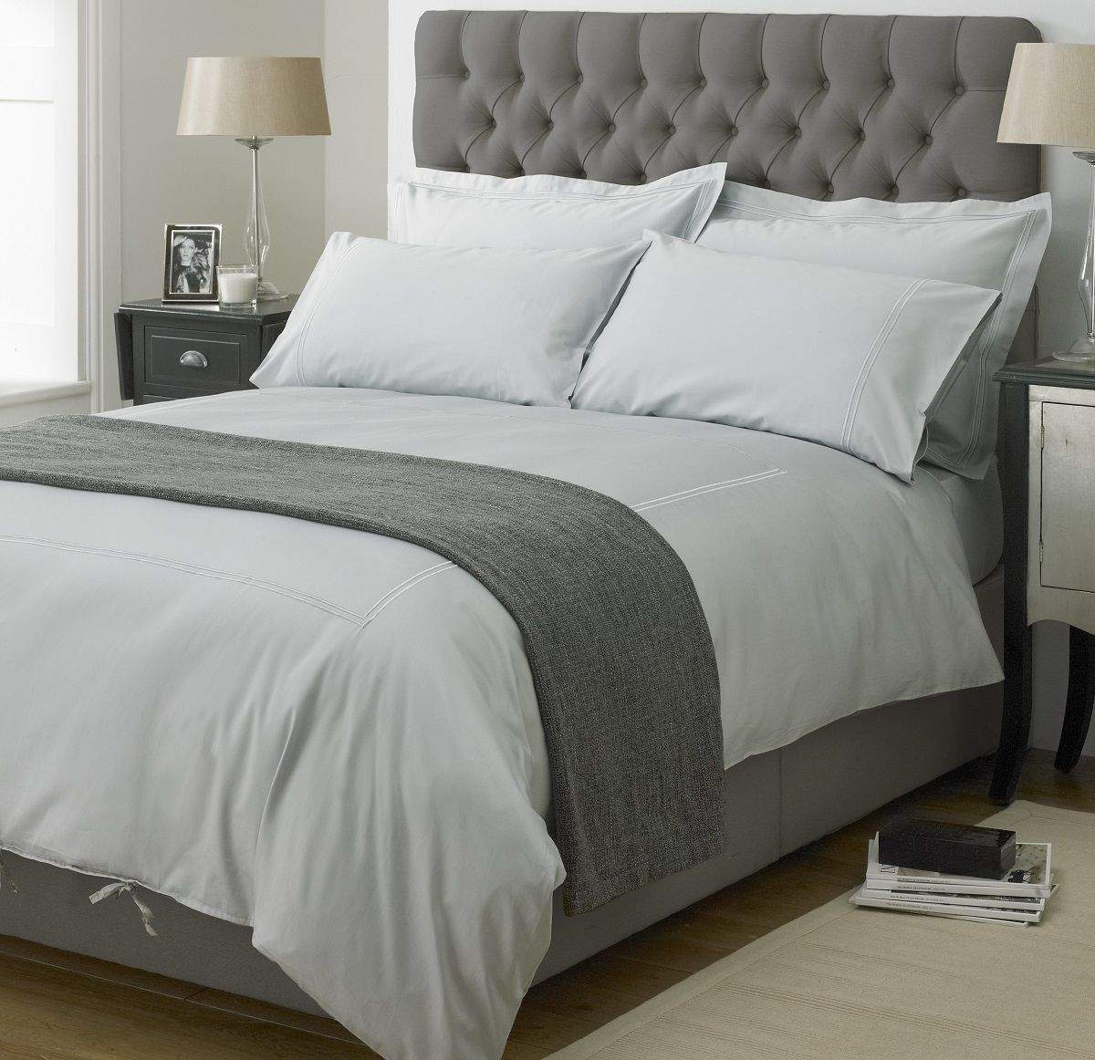 Luxurious 400TC Egyptian Cotton 2 Row Cord Duvet Cover Set With Pillowcases BedandbathLinen