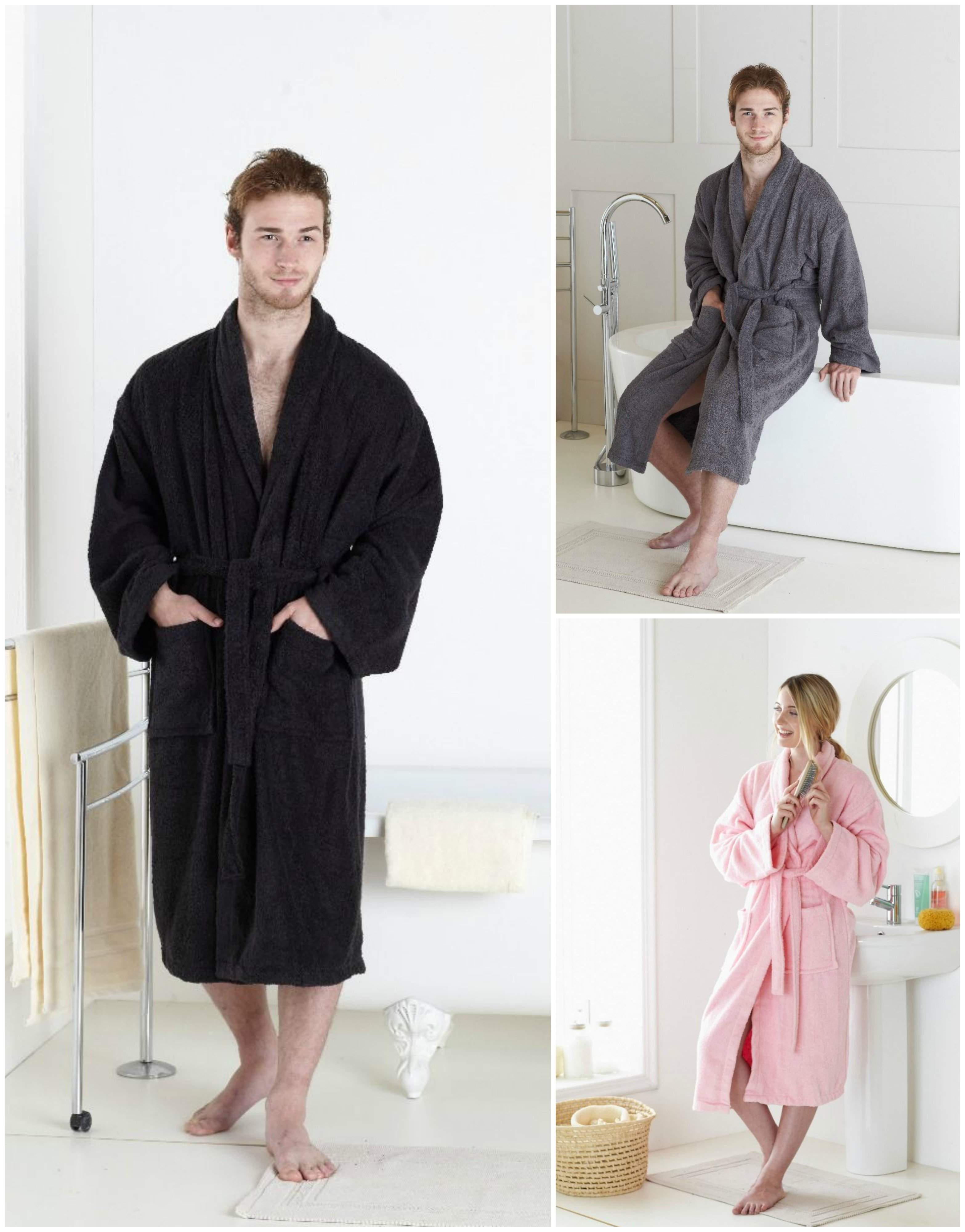 Mens & Ladies Bathrobe 100% Cotton Terry Towelling Shawl Dressing Gown  Bath Robe | eBay