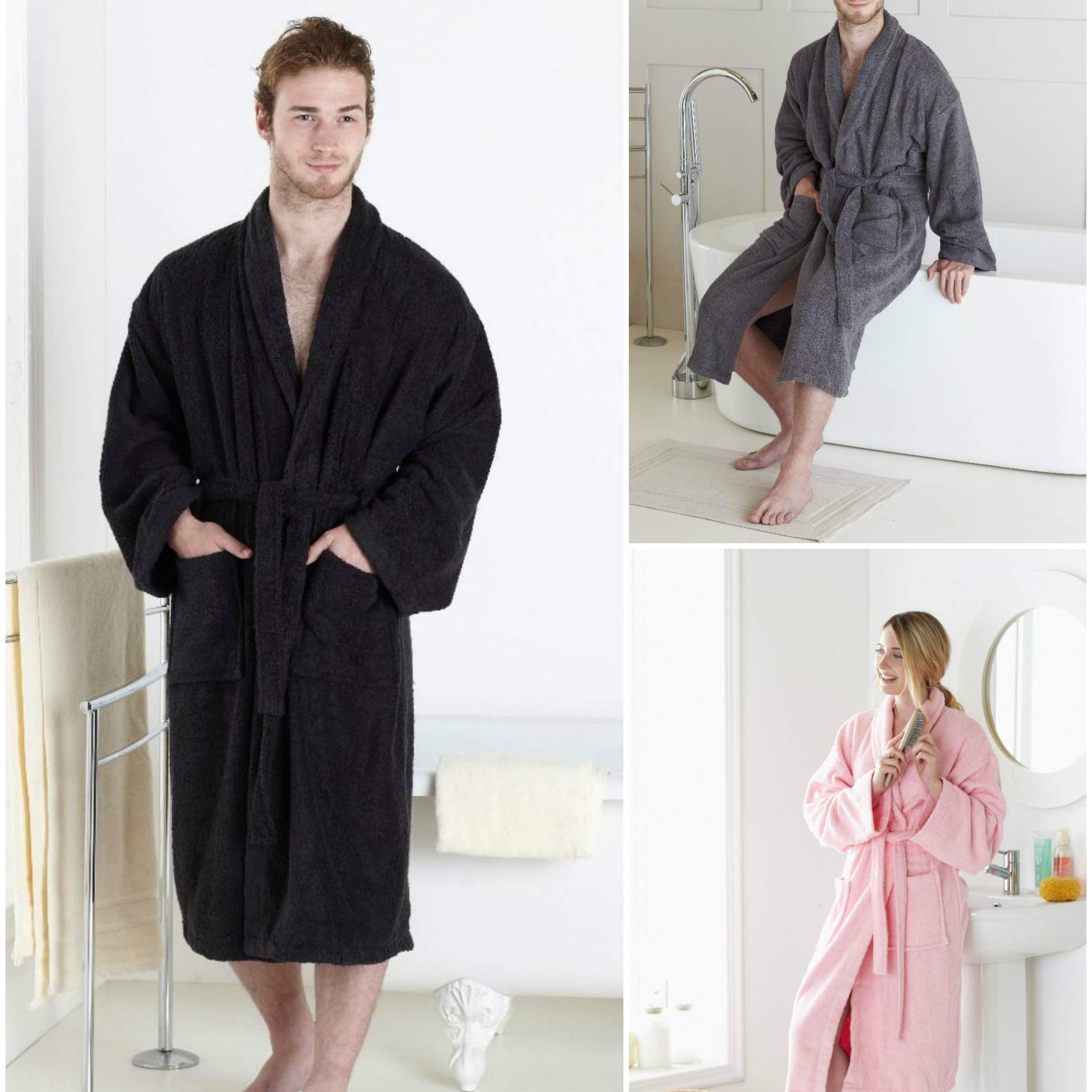 Luxury 100% Egyptian cotton Unisex Bath Robe Shawl Collar Dressing Gown Bed and Bath Linen