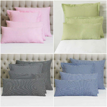 Luxury New 2x Gingham Modern Check Pillowcase Pair