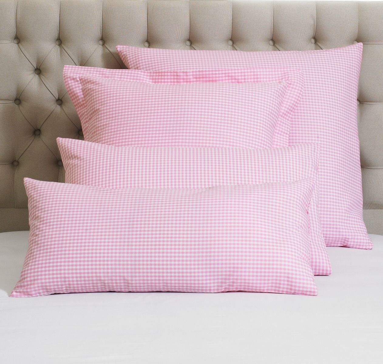Luxury New 2x Gingham Modern Check Pillowcase Pair Bed and Bath Linen