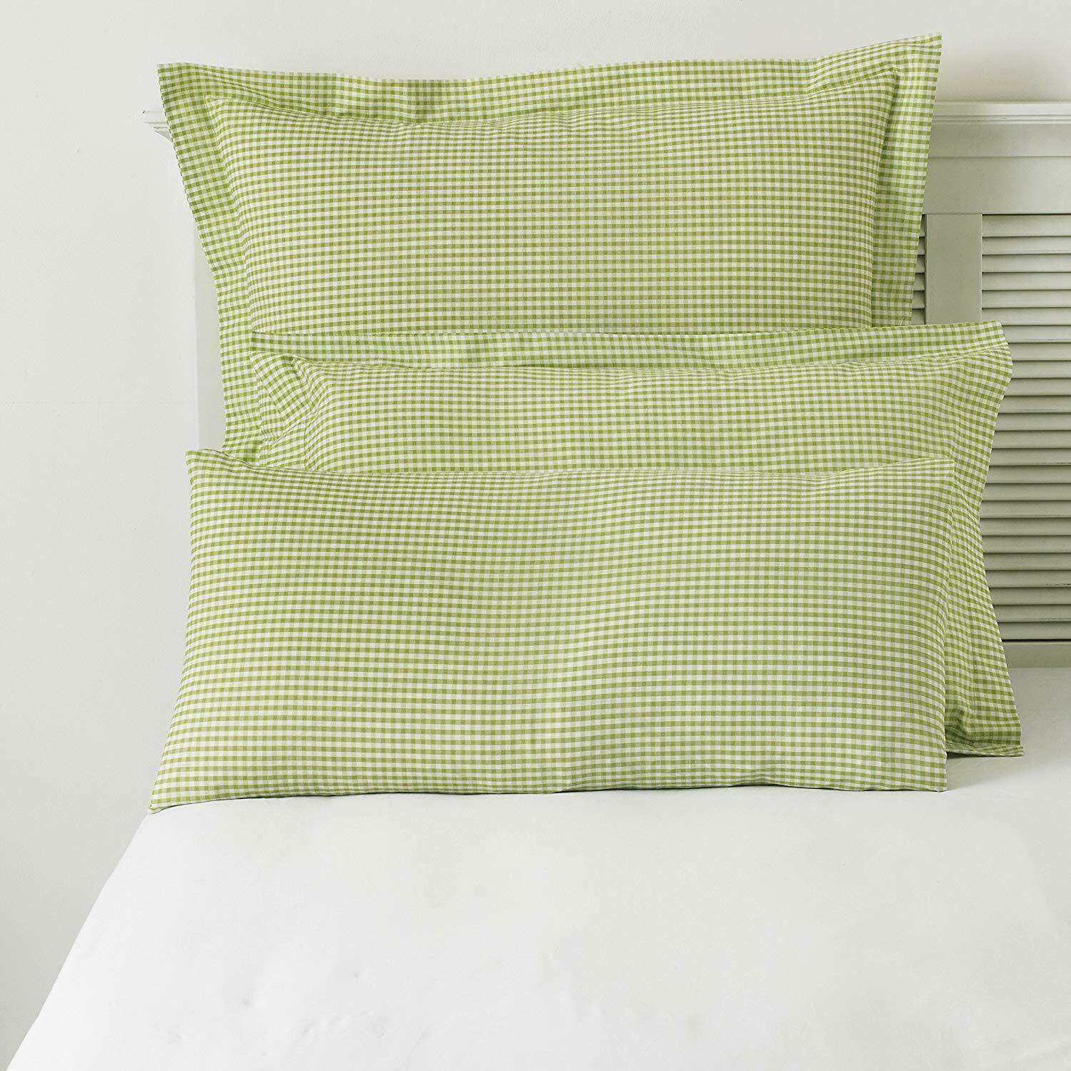 Luxury New 2x Gingham Modern Check Pillowcase Pair Bed and Bath Linen