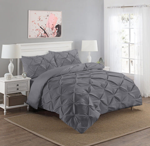 Luxury Pintuck Duvet Cover Set 100% Egyptian cotton With Pillowcase Single Double King Super King bedandbathLinens