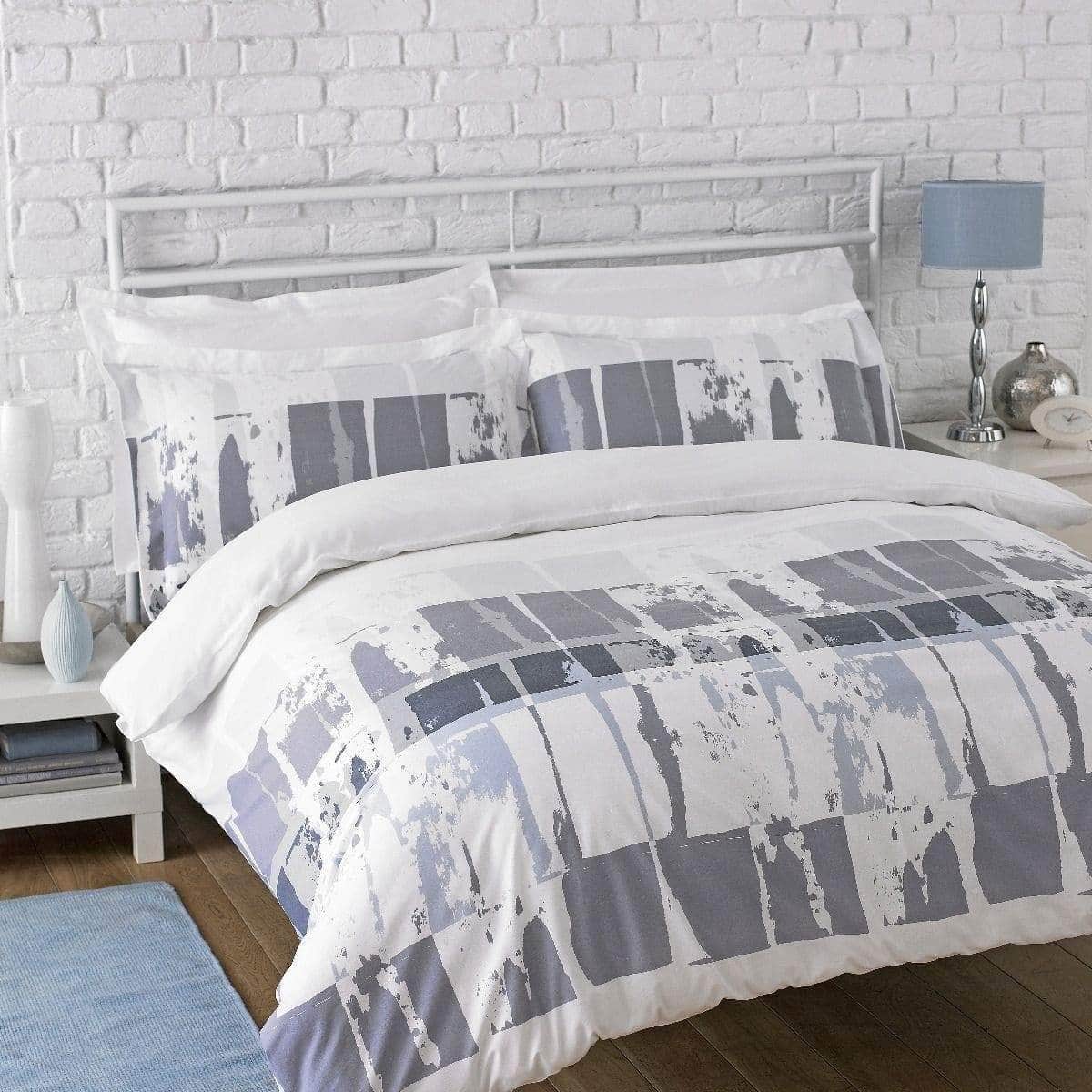 White Grey Duvet Covers Set With Pillowcases
