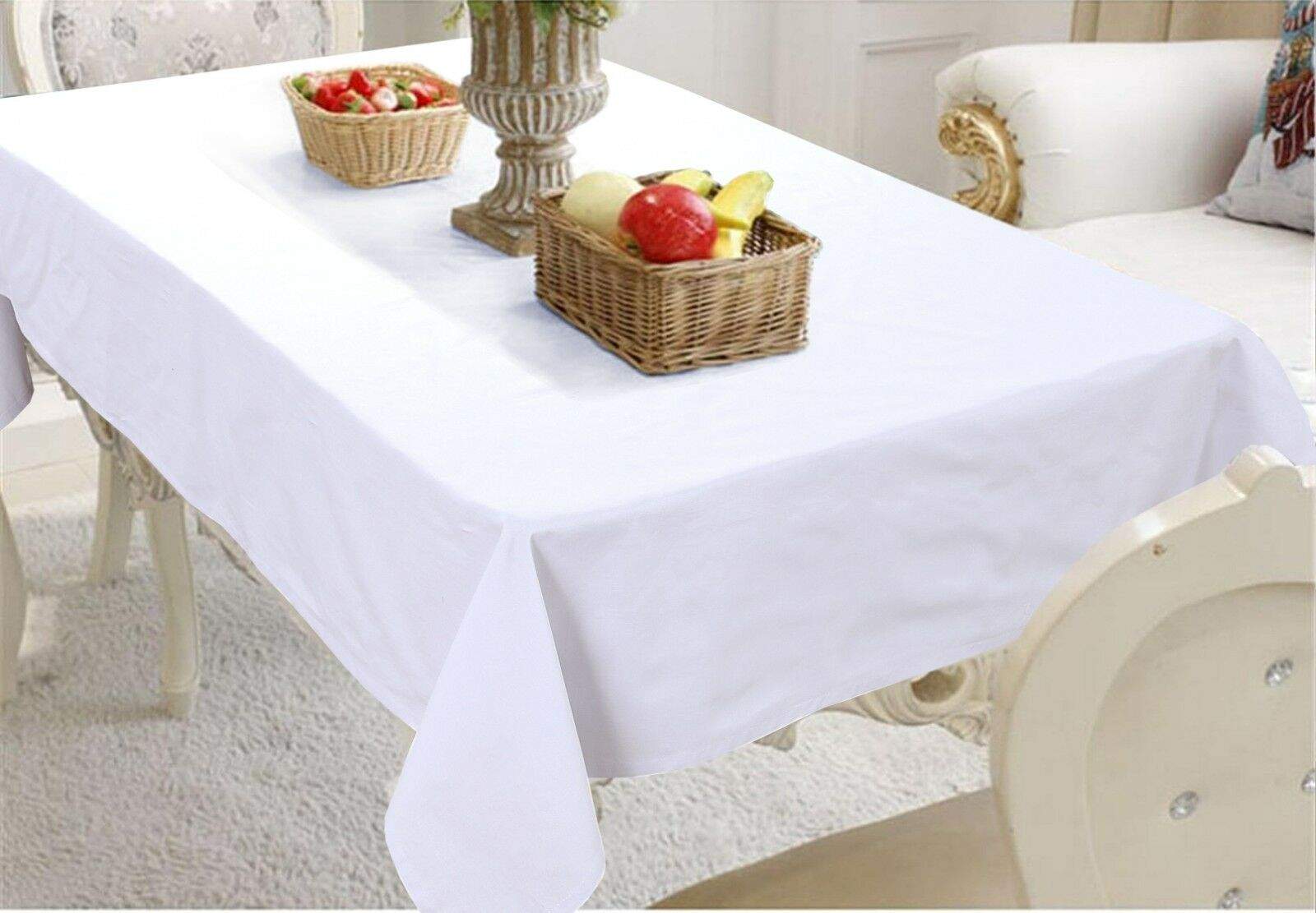 Luxury White 100% Cotton Astra Table Cloth Pack of 5 Bed and Bath Linen