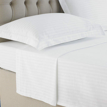 Premium Hotel Quality 100% Egyptian Cotton Satin Stripe Flat Sheet Sateen Bed Sheet