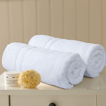 450 GSM, Antibacterial, White Cotton Bath Sheets Set