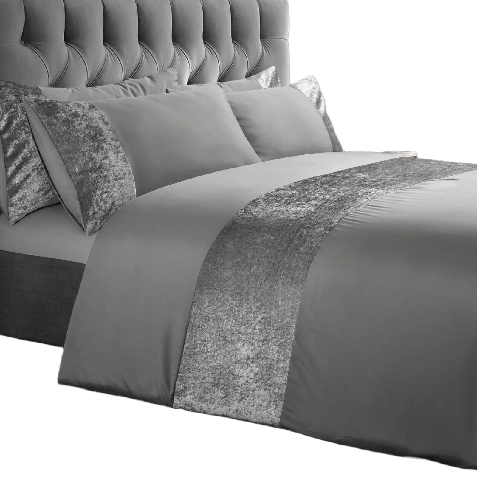 Silver Crushed Velvet Bedding Set