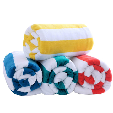 100% Cotton Stripe Pool Towels – Set of 2