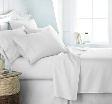 WHITE HOTEL QUALITY FITTED SHEET & FLAT SHEET ALL SIZES
