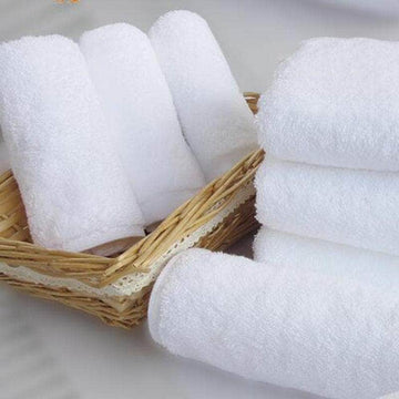 White Antibacterial Wash 100% Terry Cotton Face Towels Pack Of 10 BedandbathLinen